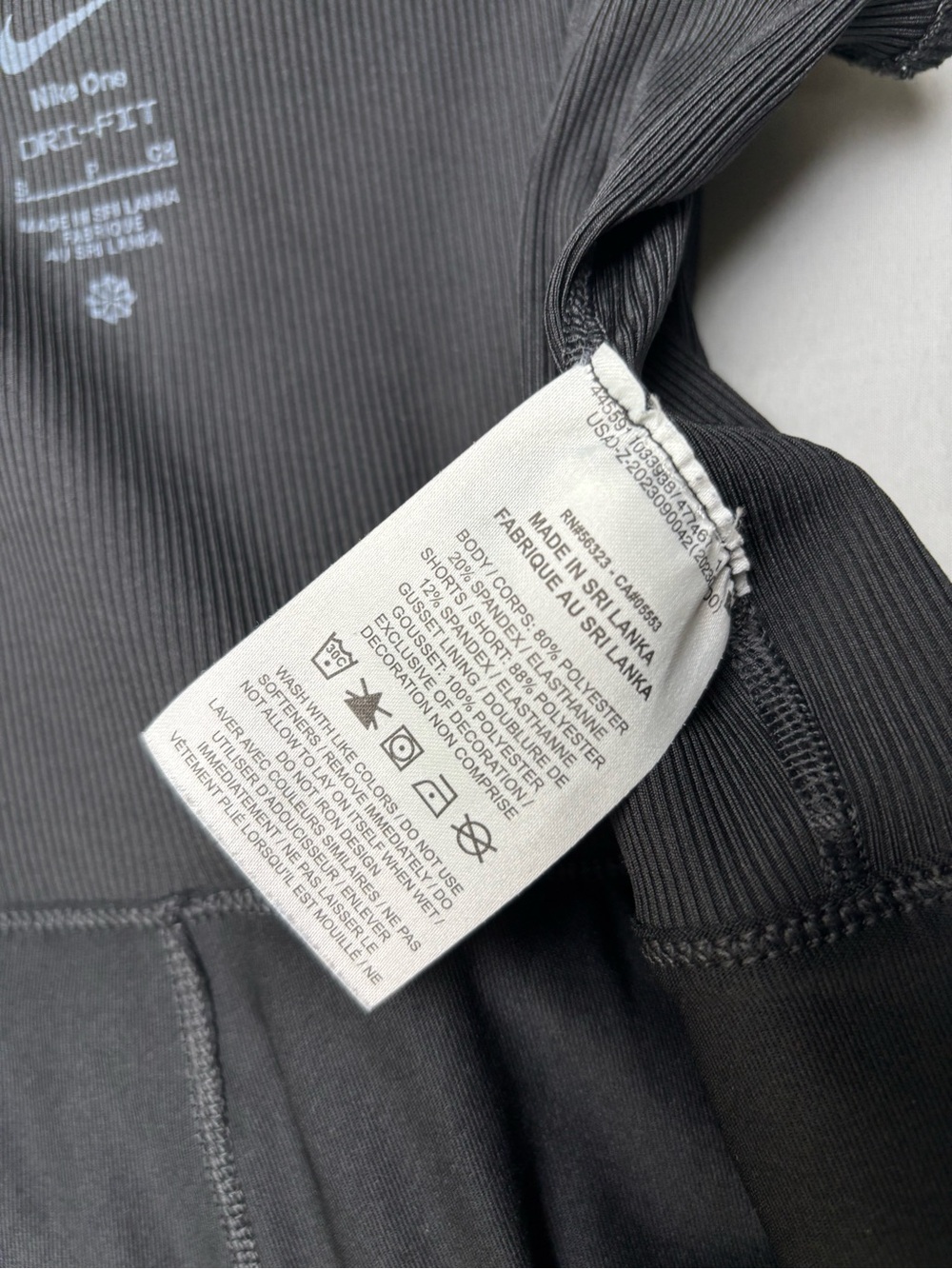 Nike One Dri-FIT Athletic Dress Romper Black Ribbed Built-In Shorts Size Small - Picture 8 of 9